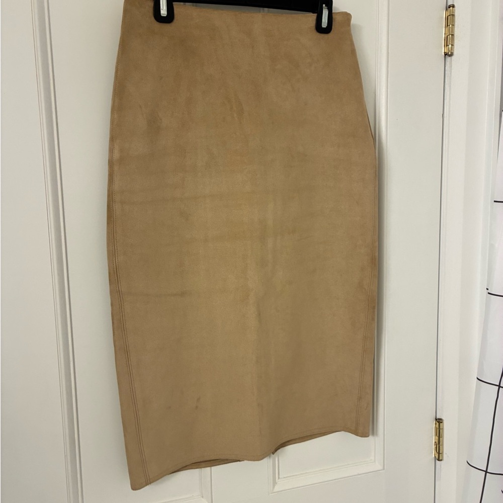 Aritzia Babaton Suede Tan Pencil Skirt
